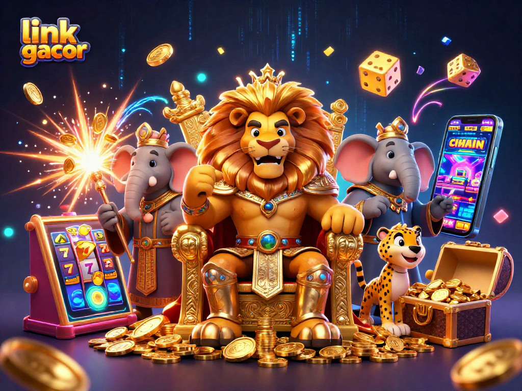 Spin the link slot gacor while enjoying the thrilling jackpot frenzy in this vibrant illustration.
