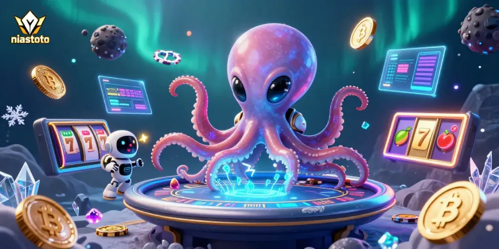 Menangkan permainan di niastoto dengan alien gurita dan chip poker orbit.